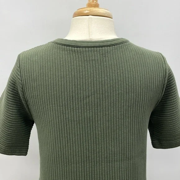Boden Hattie Ribbed Knit Crewneck Short Sleeve Relaxed Shirt Green 12 - Picture 6 of 8